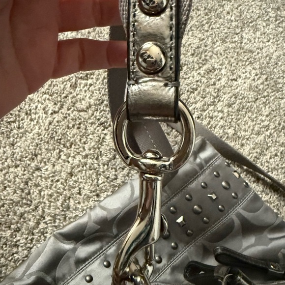 COACH gray and gunmetal studded crossbody bag - Picture 5 of 12